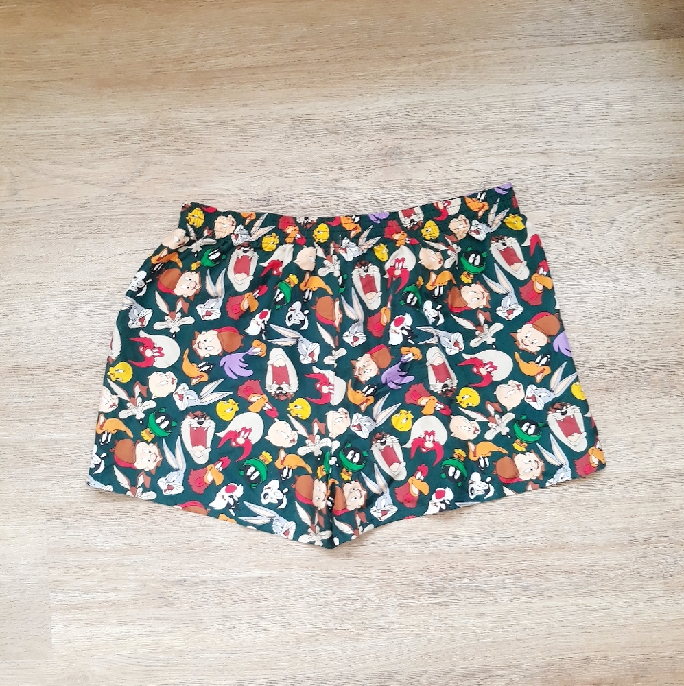 Vintage Looney Tunes Mania Character Boxer Shorts / Sz Large Green Silk Boxers - Picture 8 of 8